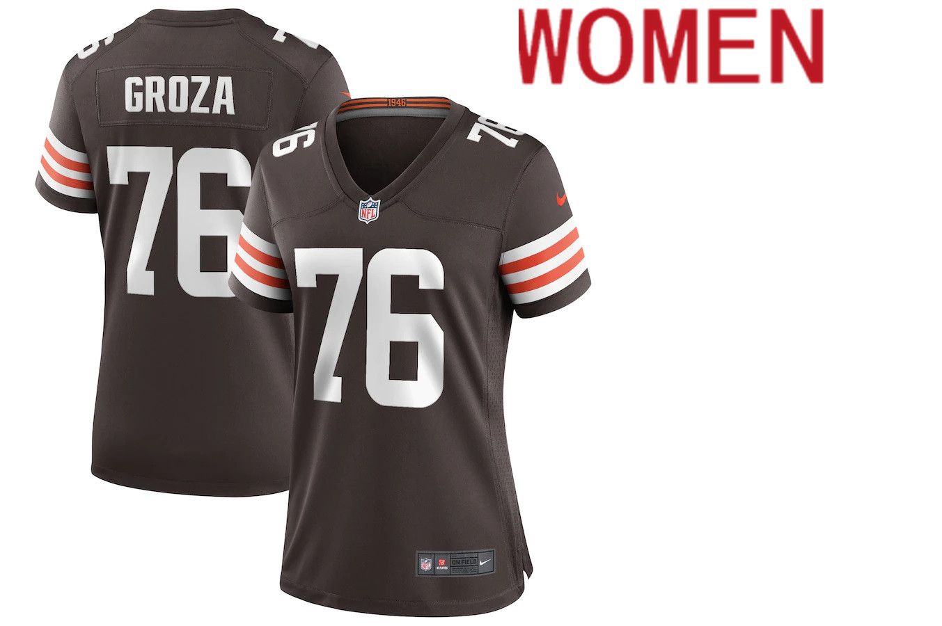 Women Cleveland Browns #76 Lou Groza Nike Brown Game Retired Player NFL Jersey->women nfl jersey->Women Jersey